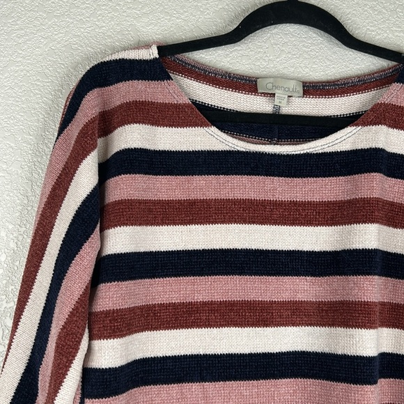 Chenault Chenille Super Soft Multi-Colored Stripe Sweater Size Medium - Picture 2 of 6